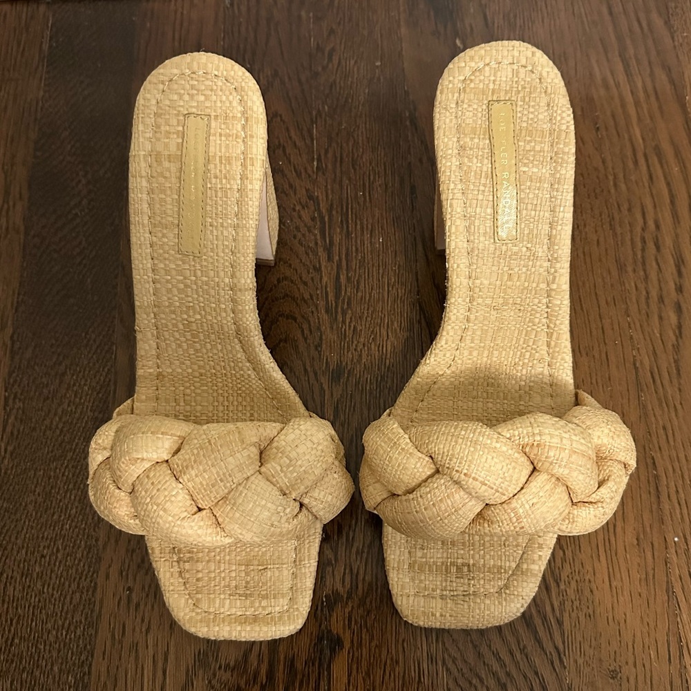 Loeffler Randall Freya Braided Raffia Heeled Mules - Picture 6 of 10
